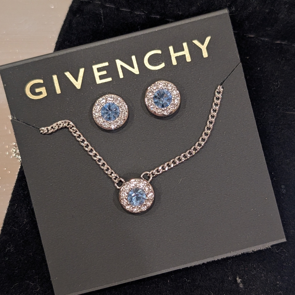 Givenchy Silver and Blue Jewelry Set w Dust Bag NWT - Picture 2 of 3